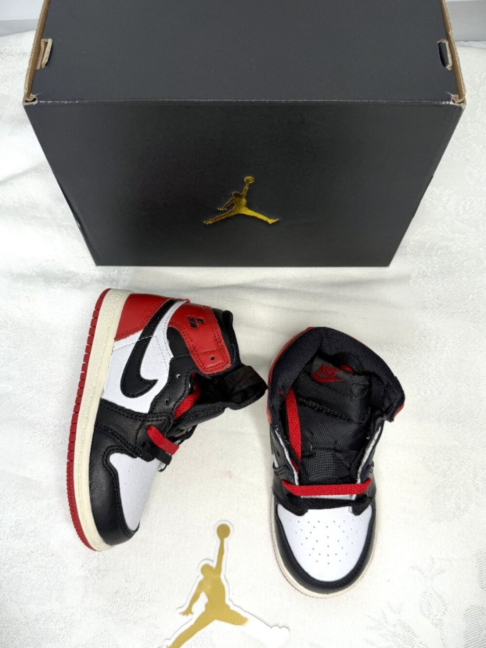 Nike Air Jordan 1 Retro High OG (TD) White/Black-Varsity Red Toddler Size 8C NIB - Picture 2 of 8